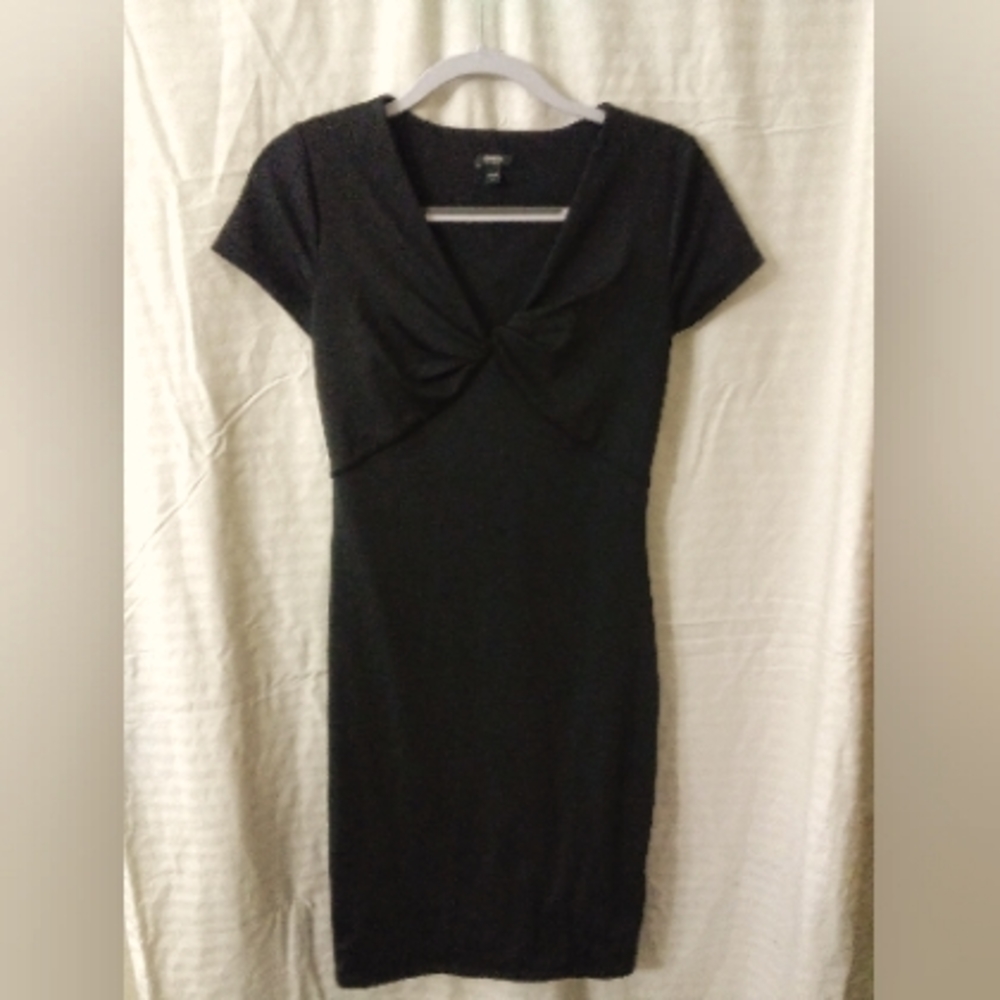 Express brand, size small, black color, slenderizing, calf length dress.